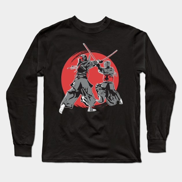 Japanese Kendo fighter t-shirt Long Sleeve T-Shirt by philerup